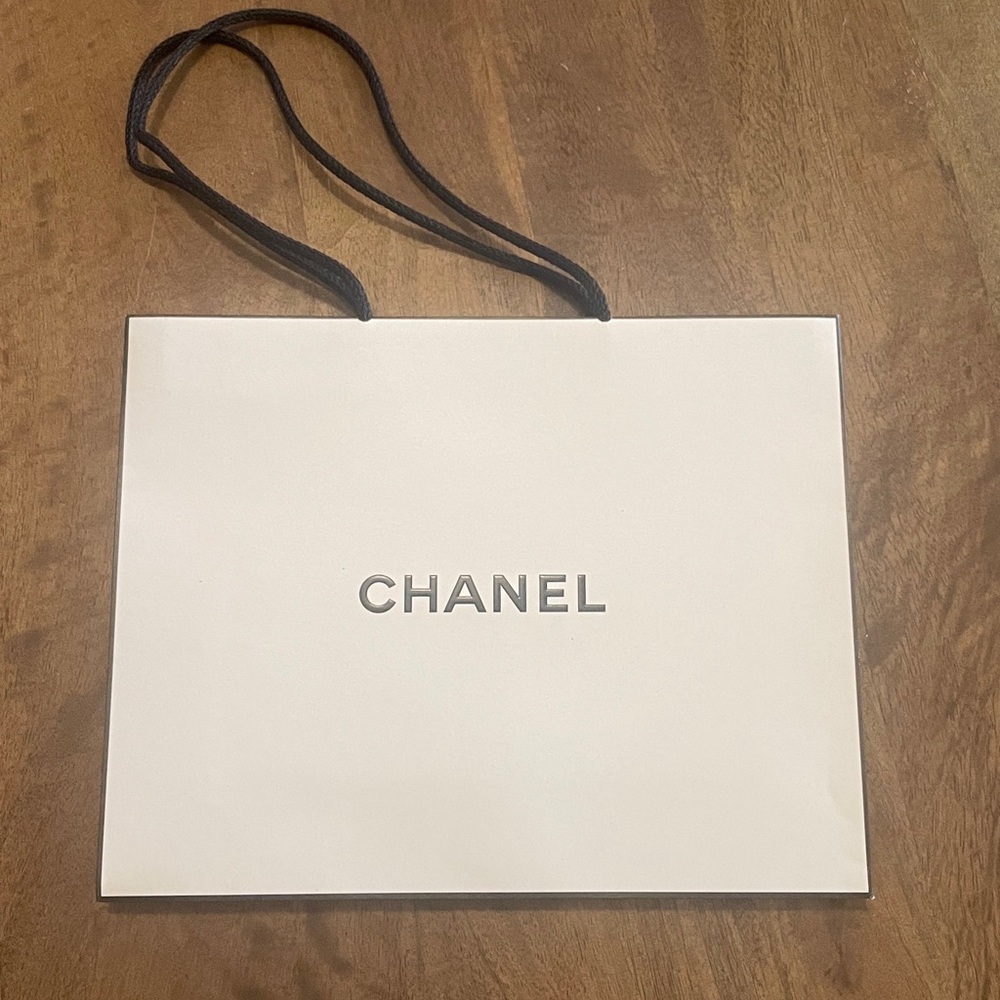 Chanel Classic White Bag with Black Rope handles